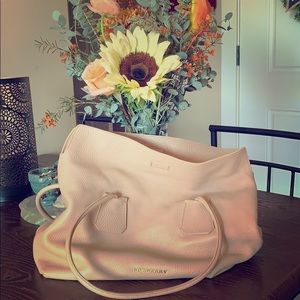Cream Calf Grain Leather Burberry Purse